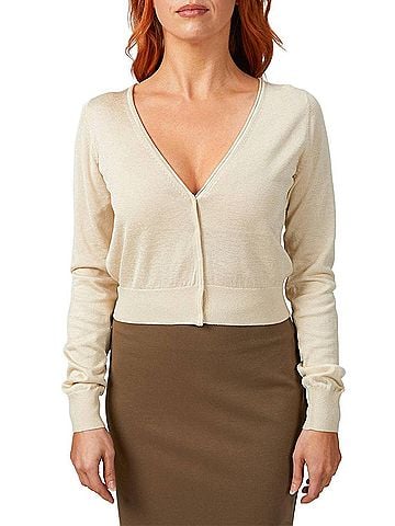 Rebecca Taylor Barely There Cardigan in Straw (view 2)