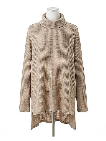 Zenana Oversized Long Sleeves Thermal Sweater in Khaki (view 1)