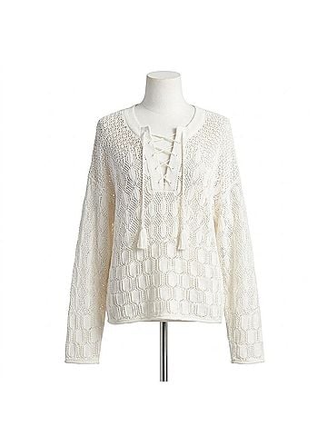 A.L.C. Keri Crochet Knit Sweater in Ivory (view 1)