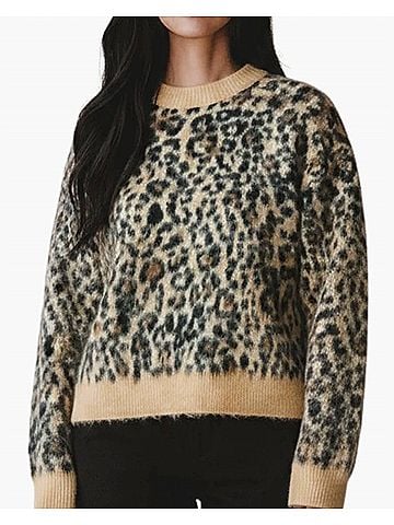 Nili Lotan Zamira Cashmere Silk Sweater in Camel Leopard (view 2)