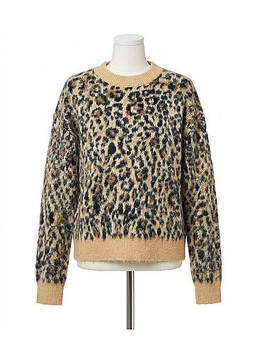 Nili Lotan Zamira Cashmere Silk Sweater in Camel Leopard (view 1)