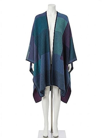 Caracol Colorblock Shawl in Blue (view 1)
