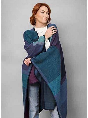 Caracol Colorblock Shawl in Blue (view 2)
