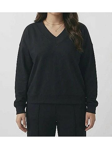 Ideology Women's Long Sleeve Pullover Sweater in Black (view 2)