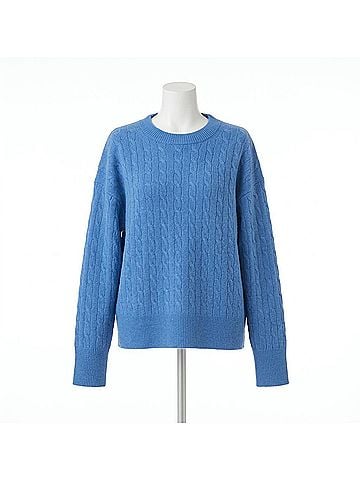 Alex Mill Crewneck Cashmere Cable Sweater in French Blue (view 1)
