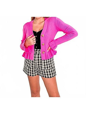 TCEC Feelin' Flirty Ruffle Cardigan in Pink (view 2)