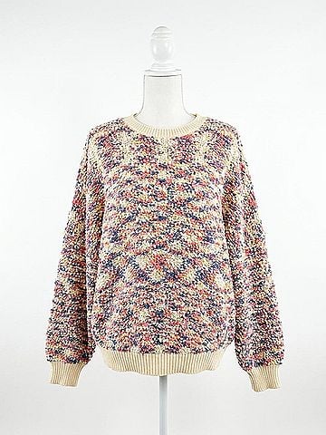 Easel Bridget Popcorn Knit Multicolor Sweater in Blueberry/Oatmeal (view 1)
