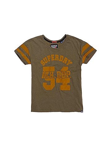Superdry Women's Sport State Entry Bf Tee Shirt in Khaki Marl (view 1)