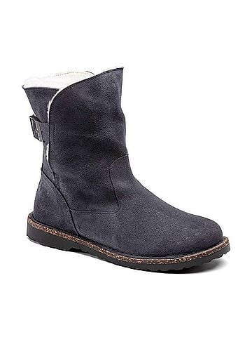 Birkenstock Women's Uppsala Shearling Suede Leather Boots in Graphite/Natural (view 1)