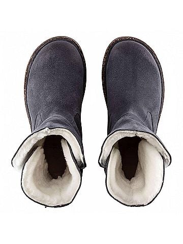 Birkenstock Women's Uppsala Shearling Suede Leather Boots in Graphite/Natural (view 2)