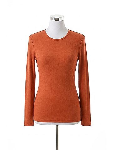 Yelete Ribbed Long Sleeve Top in Rust (view 1)