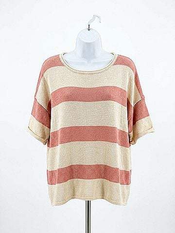 First Love Women's Striped Blouse in Mauve/Cream (view 1)
