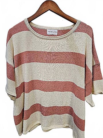 First Love Women's Striped Blouse in Mauve/Cream (view 2)