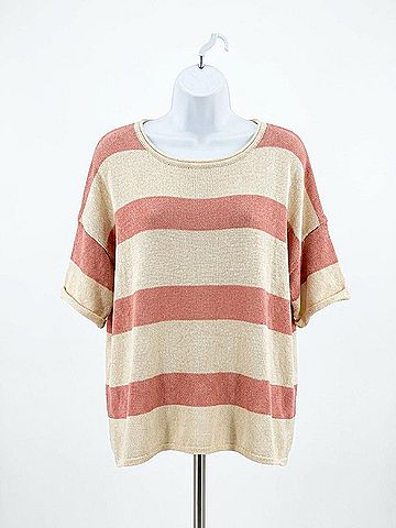 First Love Women's Striped Blouse in Mauve/Cream (view 1)