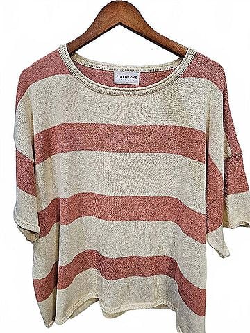 First Love Women's Striped Blouse in Mauve/Cream (view 2)