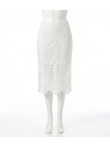 Karen Kane Lace Midi Pencil Skirt in Off White (view 1)