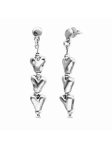 Uno de 50 Women's Heart Shaped Long Earrings in Silver (view 1)