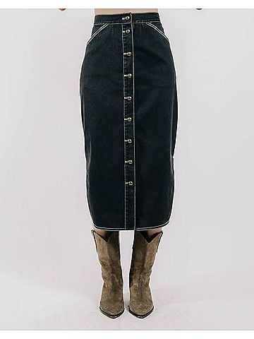 Love The Label Women's Apolline Midi Skirt in Navy (view 2)