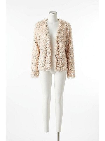 En Creme Glitter Sequin Cardigan in Beige Gold (view 1)