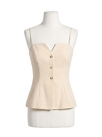 Astr Britta Button-Front Spaghetti Strap Top in Cream (view 1)