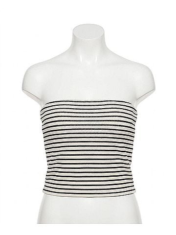 Z Supply Women's Caffari Stripe Tube Top in White Black (view 1)