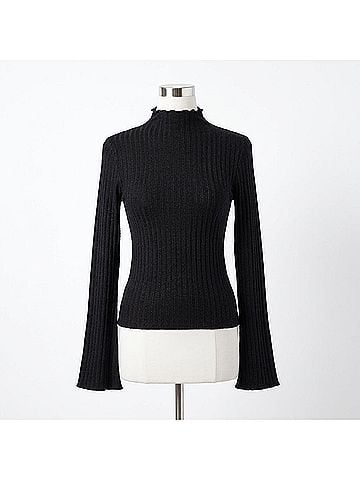 Mustard Seed High Neck Knit Sweater in Black (view 1)