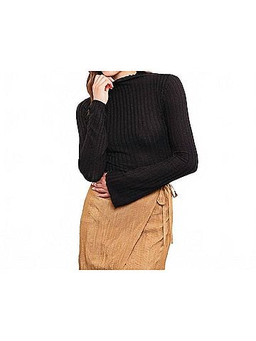 Mustard Seed High Neck Knit Sweater in Black (view 2)