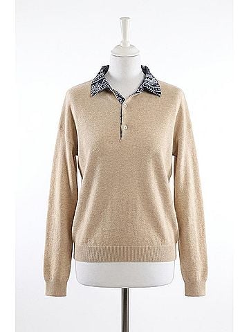 Minnie Rose Woven Bandana Collar Pullover in Brown Sugar (view 1)