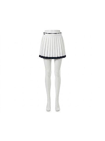 Lacoste Ultra Dry Tennis Heritage Stretch Skirt in White/Navy (view 1)