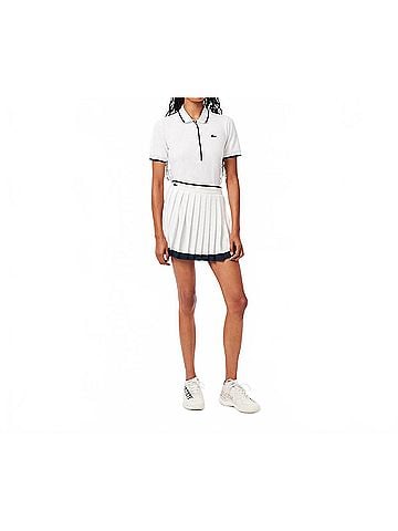 Lacoste Ultra Dry Tennis Heritage Stretch Skirt in White/Navy (view 2)