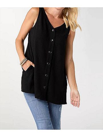 Coco + Carmen Women's Tessa Reversible Tank Top in Black (view 2)