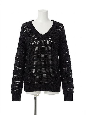 Brunello Cucinelli Monili Detail V Neck Sweater in Black (view 1)
