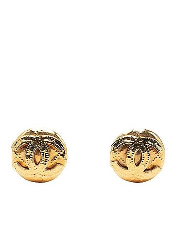 Chanel Chanel Coco Mark Round Matelassé Motif Vintage Earrings Ear Clip Gold Plated Women's CHANEL (view 1)