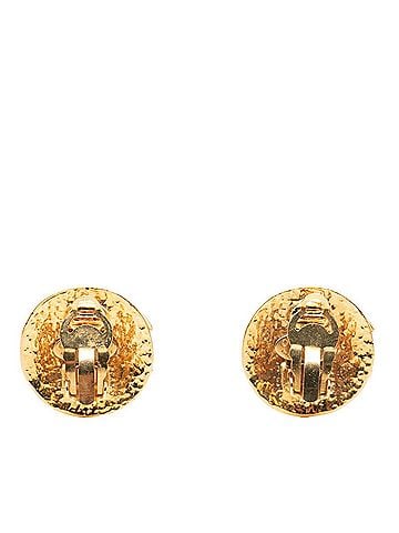 Chanel Chanel Coco Mark Round Matelassé Motif Vintage Earrings Ear Clip Gold Plated Women's CHANEL (view 2)
