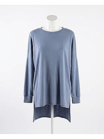 Zenana Casual Times Oversized Lightweight Sweater in Dusty Blue (view 1)