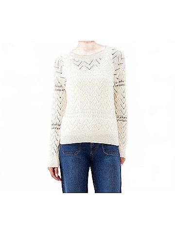 Karen Kane Knit Crochet Sweater in Cream (view 2)