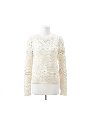 Karen Kane Knit Crochet Sweater in Cream (view 1)