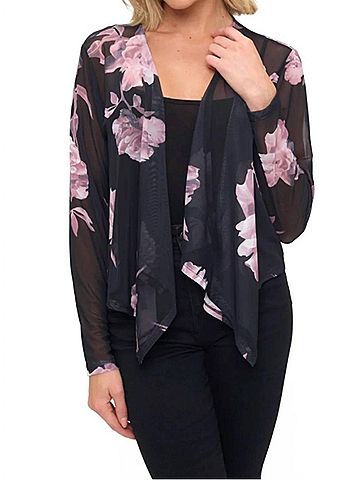 Ariella Floral Mesh Cardigan in Pink (view 2)