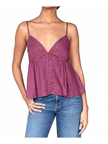 Emerson Fry Ladder Trim Top in Crushed Berry Linen (view 2)