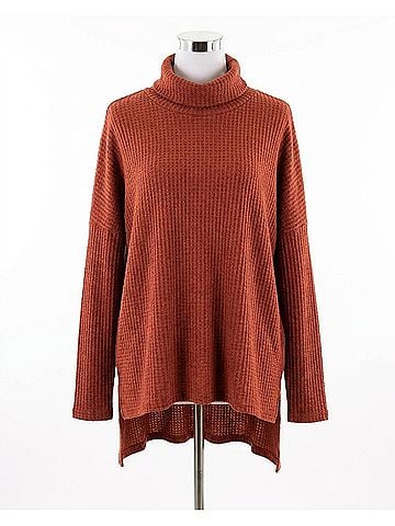 Zenana Oversized Long Sleeves Thermal Top in Brick (view 1)