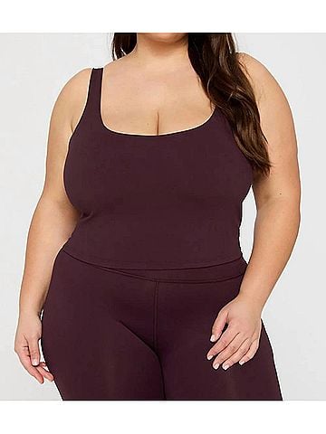 Fabletics Pureluxe Built-In Bra Tank Top - Plus in Oxblood (view 2)