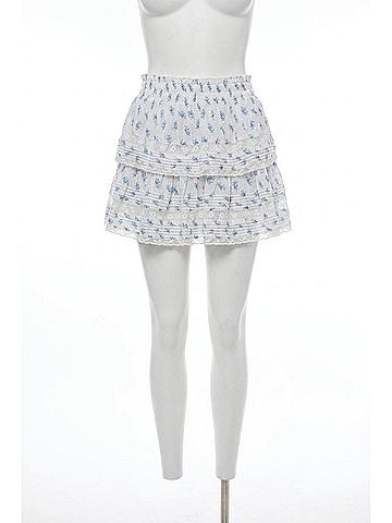 LoveShackFancy Ruffle Mini Skirt in Indigo Cloud (view 1)