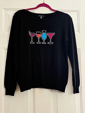 parkhurst Holiday Rhinestone Top in Black Rn 89898 (view 2)