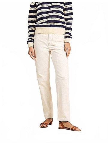 Trovata Lightweight Ryann Sweater in Crisp Navy &amp; Cream Stripes (view 2)