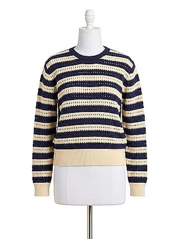 Trovata Lightweight Ryann Sweater in Crisp Navy &amp; Cream Stripes (view 1)
