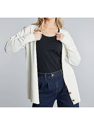 Downeast Classic Long Sleeve Cardigan in Gardenia (view 2)