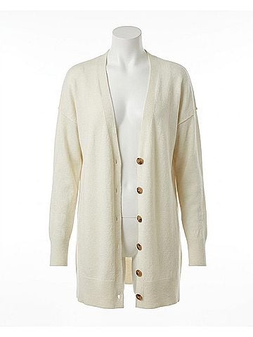 Downeast Classic Long Sleeve Cardigan in Gardenia (view 1)