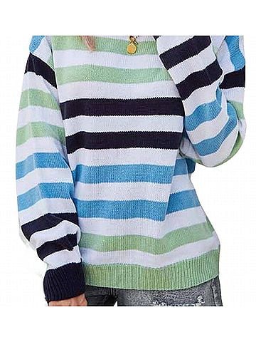 Esley Multicolor Striped Knit Sweater in Blue Multi (view 2)