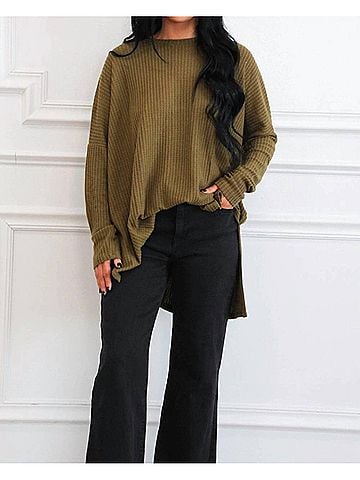Zenana Fall Comfort Oversized Thermal Top in Dusty Olive (view 2)