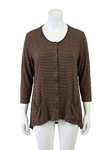 Kleen Tonal Striped Pocket Cardigan in Cafe (view 1)